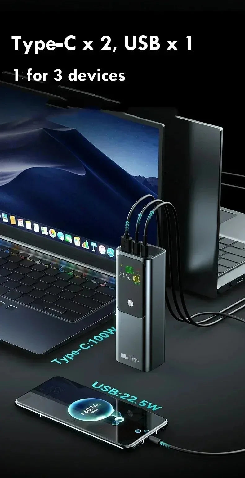 80000mAh Large Capacity External Power 100W Super Fast Charging Mobile Power Can be Charged Laptop Safe Portable Power Bank