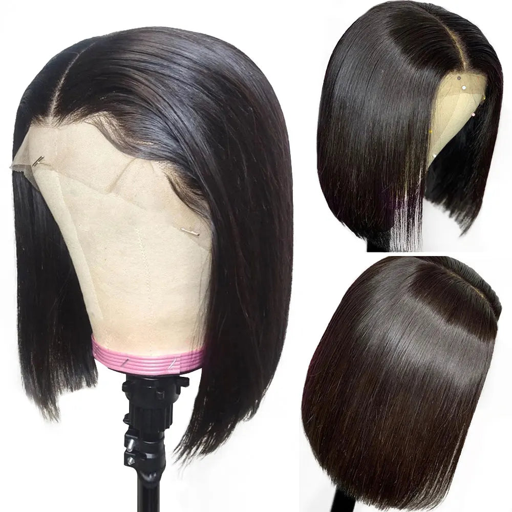 Wear And Go Glueless Wig 13x4 HD Bone Straight Lace Frontal Human Hair Wigs Ready To Wear Brazilian Short Bob Wigs For Women 180