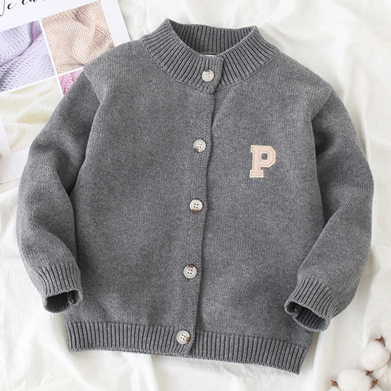 Autumn Kids Cardigan Sweaters Baby Girl Clothes Cartoon Letter Solid Cotton Sweater Boys Children Clothing Knitted Kids Sweaters