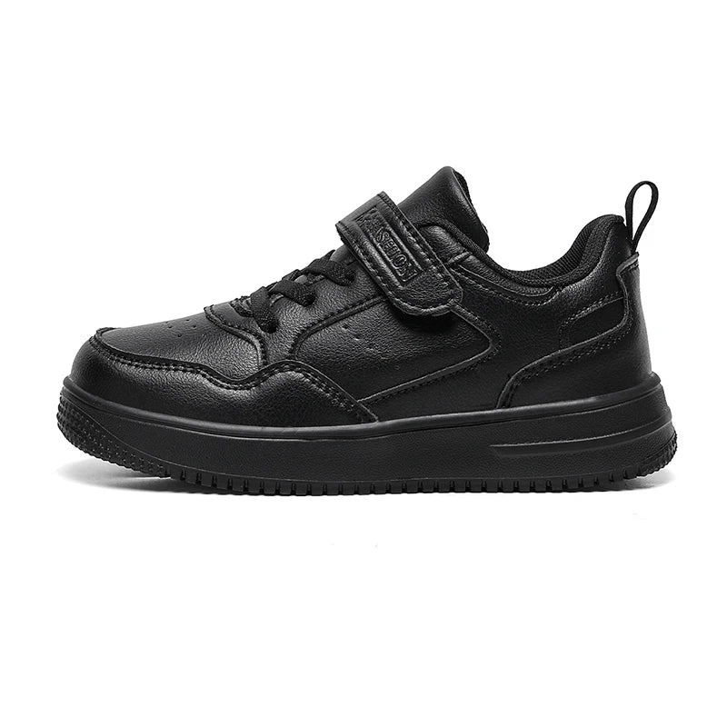 Kids' Classic Black Skate Shoes Boy Lightweight Breathable Casual Sneakers with Cushioned Insole Non-Slip Design for School