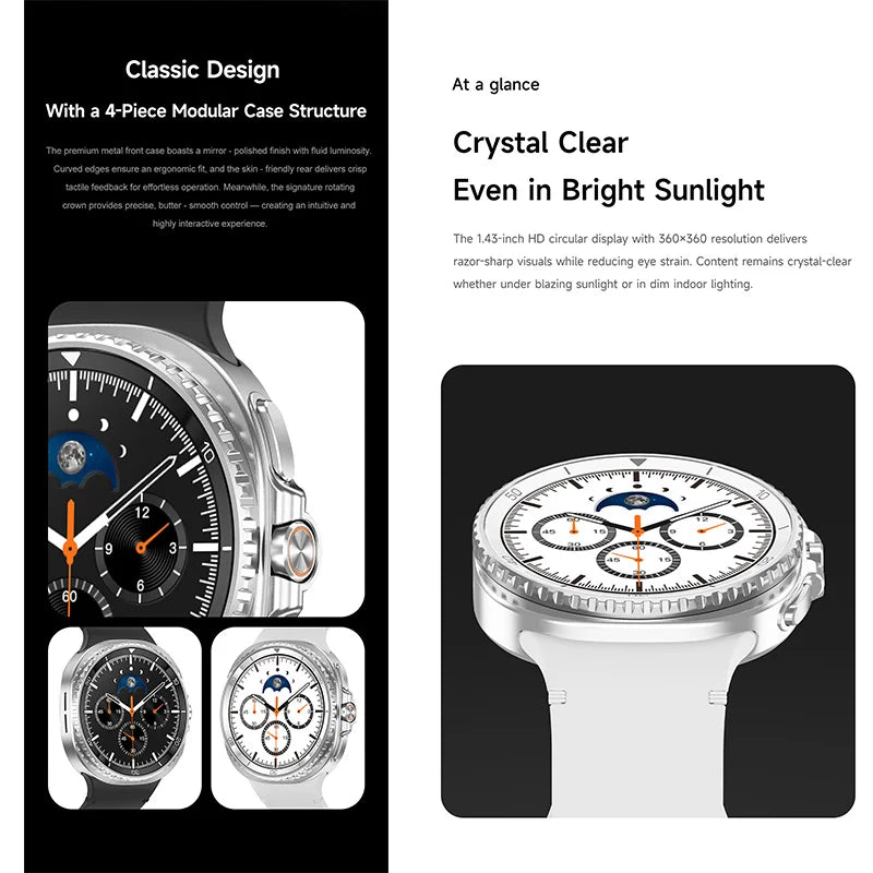 2025 Smart Watch 8 Classic With a 4-Piece Modular Case Structure Rotating Dial More Sports Modes Heart Rate BT Call Smartwatch