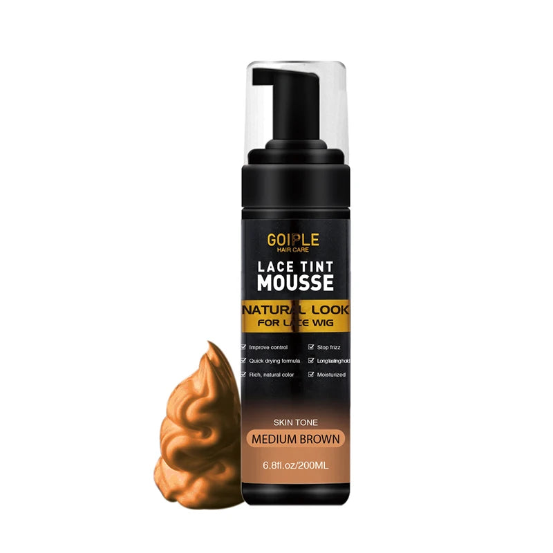 GOIPLE 200ML Lace Tint Mousse for Wig Grids Concealer Waterproof Melt Lace Dye Front Tint Spray Foam Quick Dry Wig Knots Healer