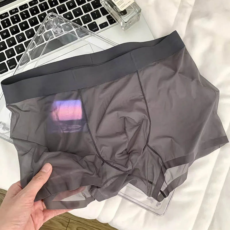 Sexy Men Boxy Underwear Seamless Ice Silk Thin Quick Dry Cool Feel Comfort Sports Trunks Youth Mid-rise U Convex Pouch Underpant