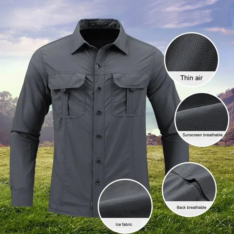 Spring and Autumn Men's New Style Lightweight Breathable shirt tactical multifunctional shirt outdoor long sleeved work shirts