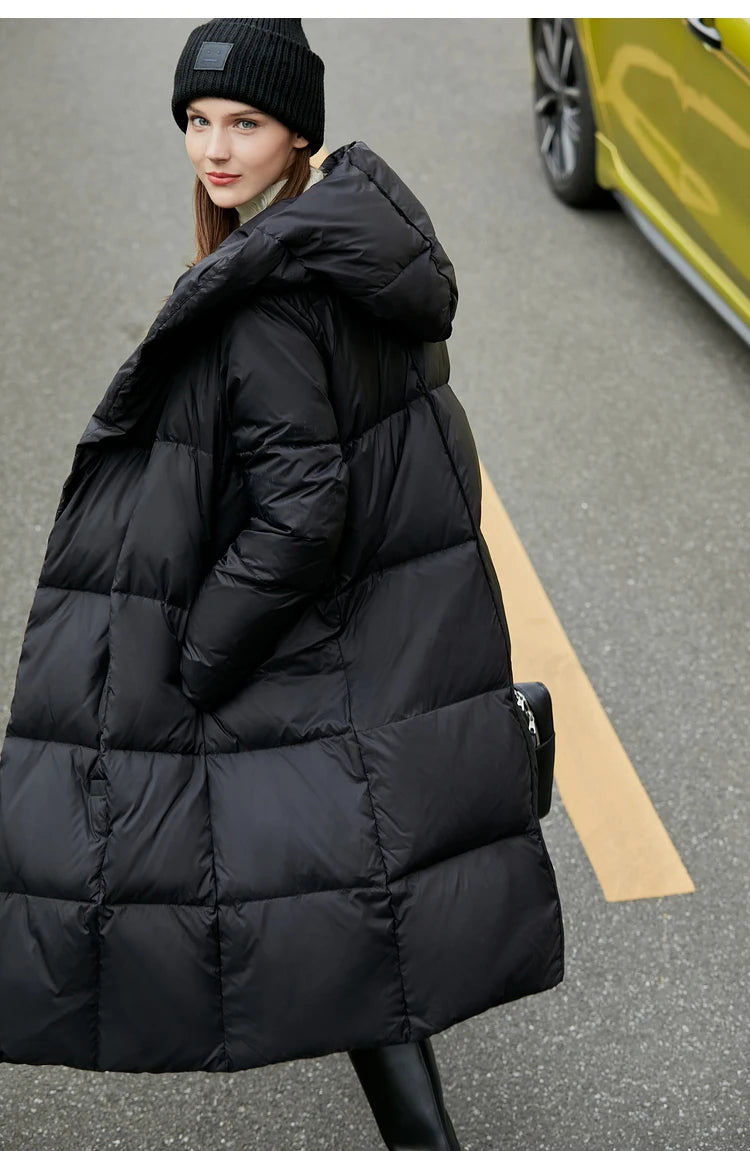 AMII Minimalist 2025 Down Jacket Coat Women Winter Warm Long Bread Puffer Coat Light Thick Quality Fashion Outerwear 12324060