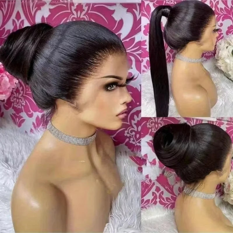 250% 360 Full Lace Front Wigs Silky Straight Virgin Human Hair Wigs Halloween Glueless Wigs Pre Plucked Make Ponytail And Bun