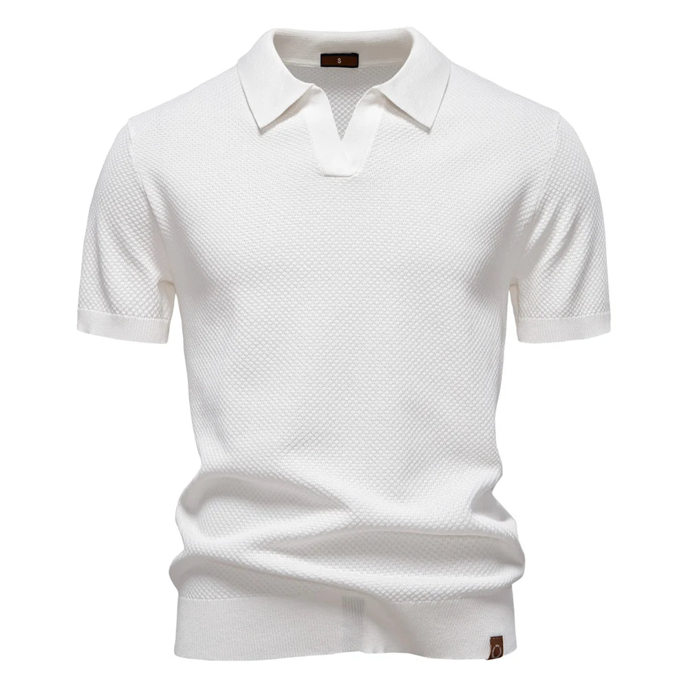 2025 New Summer Premium Solid Color Men's Golf Polo Shirt for Collared Breathable Fabric Social Casual Top Male Polo Shirts