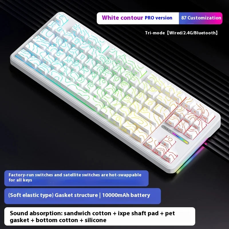 Aula Spider F87 Pro Mechanical Keyboard Wireless Customizable Triple Mode Bluetooth Gaming Esports Computer Side-Engraved Keycap