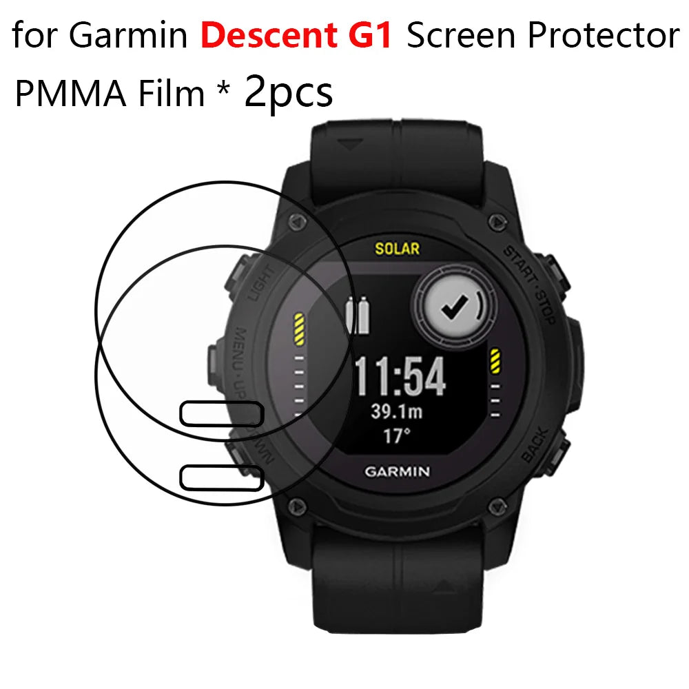 2pcs Screen Protector for Garmin Descent G1 G1 Solar PMMA High Hardness HD Screen Full Cover Protective Film