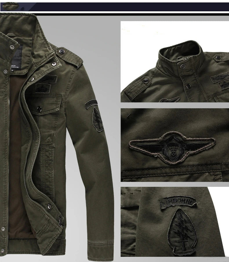 FGKKS 2023 Military Loose Men's Jacket New Autumn Casual Cotton Workwear Jacket High-Quality Design Bomber Jackets Male