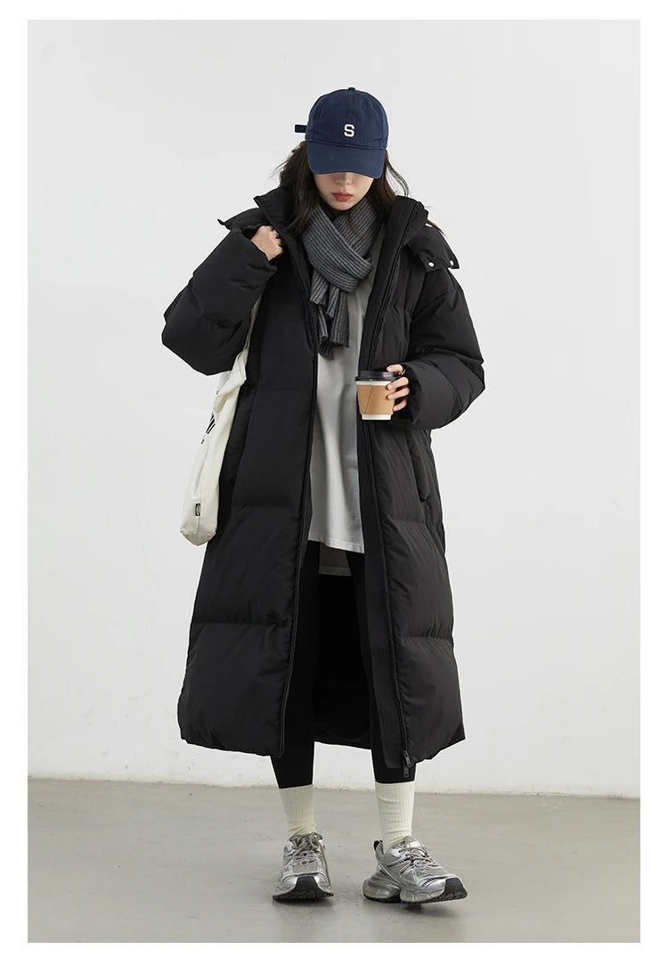 CHIC VEN Fashion Women Down Coats Hooded Thick Loose Solid Female 90 White Duck Down Jacket Ladies Topcoat Autumn Winter 2025