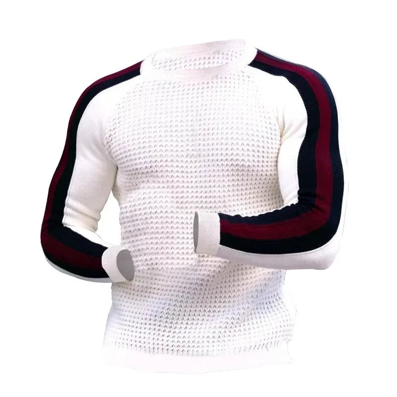 Fashionable Mens Casual Knitted Sweater Long Sleeved Round Neck Mens Sweater Knitted Pullover Men's Clothing