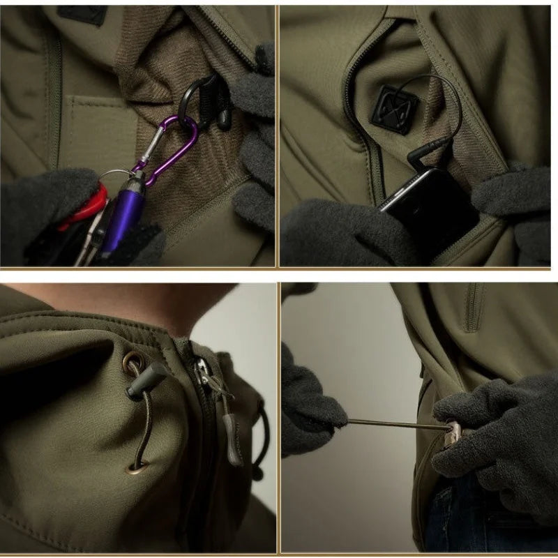 Men's Sharkskin Softshell Jacket Tactical Windproof Waterproof Jacket Men's Hooded CoatMen's Sports Waterproof Jacket 모터사이클 재킷