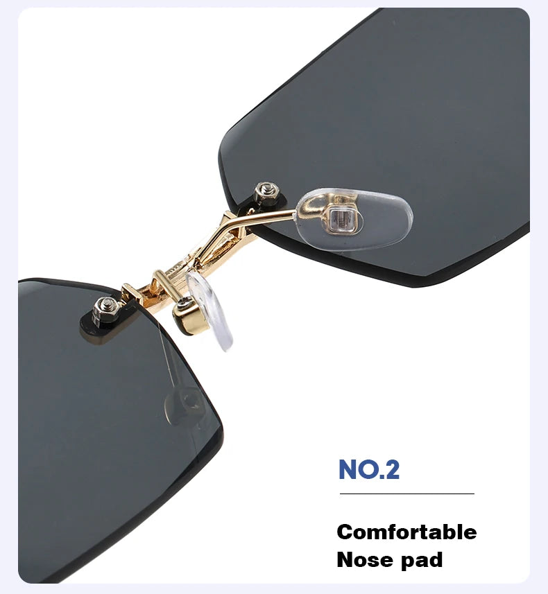 Trendy Rimless Sunglasses for Men Women Fashion Frameless Rectangle Sun Glasses Retro Shades Summer Traveling Eyewear UV400