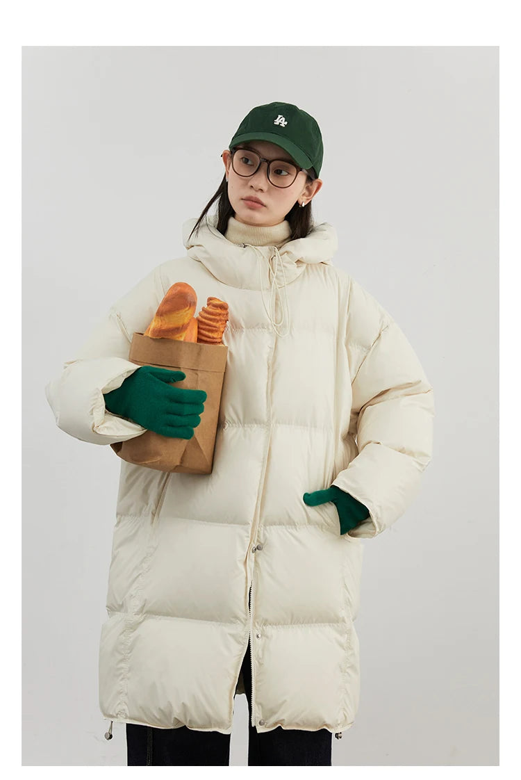 CHIC VEN Women Down Coats Loose New 90 White Duck Down Jacket Medium Long Hooded Female Down Jacket Autumn Winter 2024