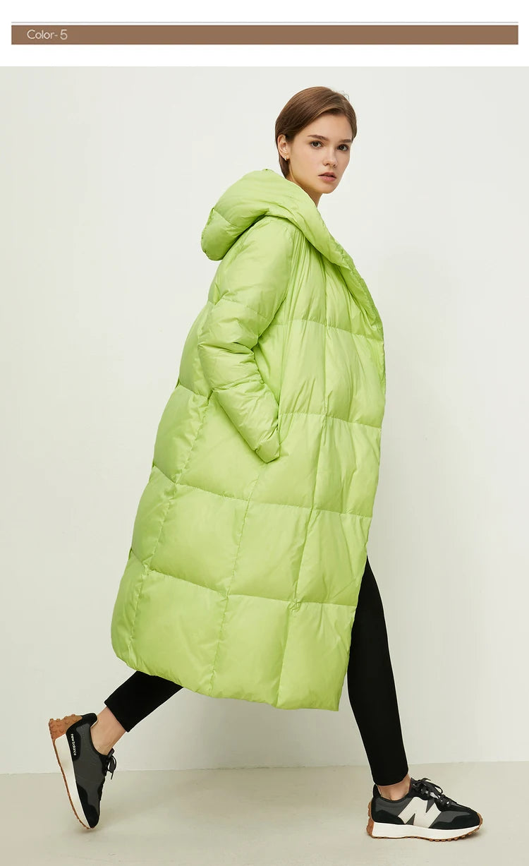AMII Minimalist 2025 Down Jacket Coat Women Winter Warm Long Bread Puffer Coat Light Thick Quality Fashion Outerwear 12324060
