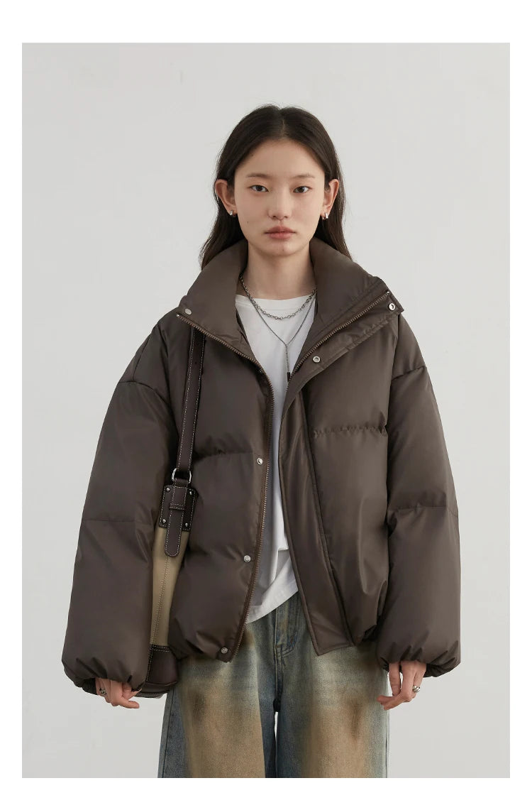 CHIC VEN Women Down Coats Solid Sports Casual Stand Collar PU 90 White Duck Down Ladies Down Jacket Autumn Winter 2025 Clothing