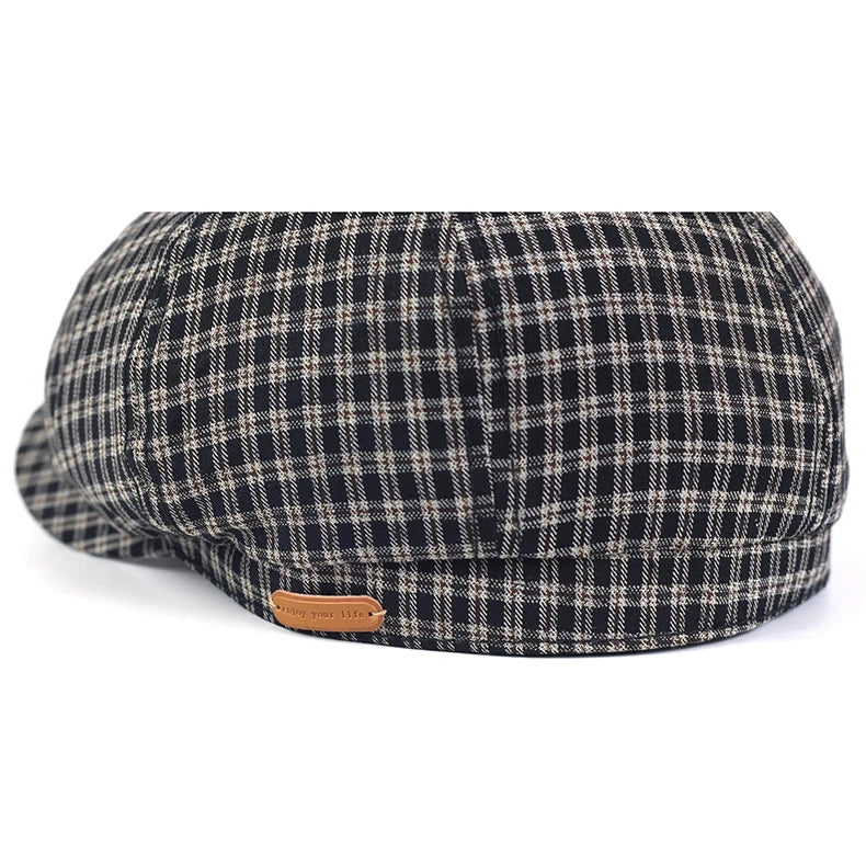 Spring Summer Plaid Newsboy Cap Breathable Peaky Octagonal Hat Vintage Soft Casual Berets Cap Visor Gatsby Flat Ivy Hat