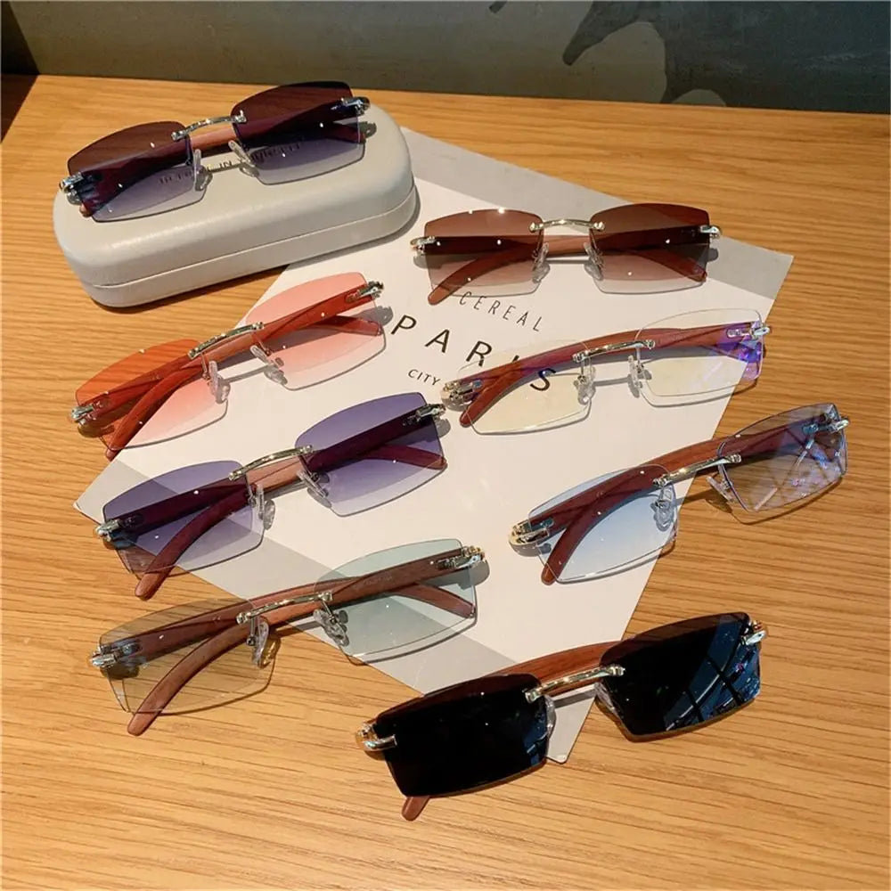 Trendy Punk Sunglasses Rimless Rectangle Sun Glasses for Men Women Fashion UV400 Driving Shades Frameless Gradient Eyewear