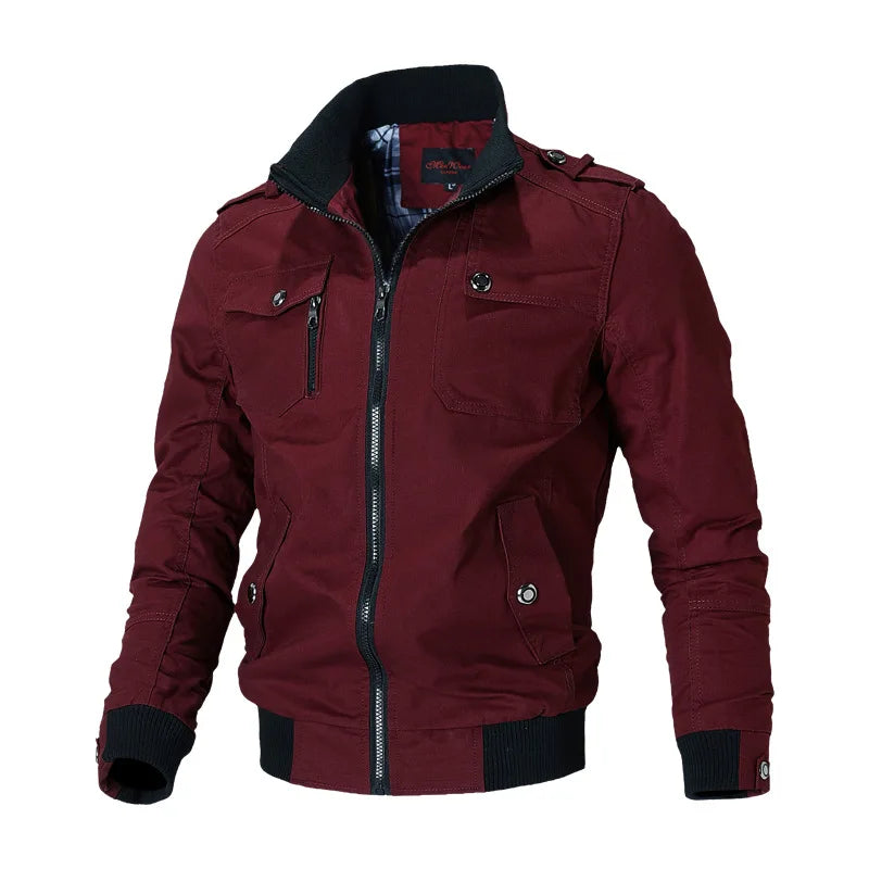 Spring and Autumn New Men's Plus Size Workwear Jacket Korean Version Trendy Slim Fit Military Top Casual Windproof Warm Jacket