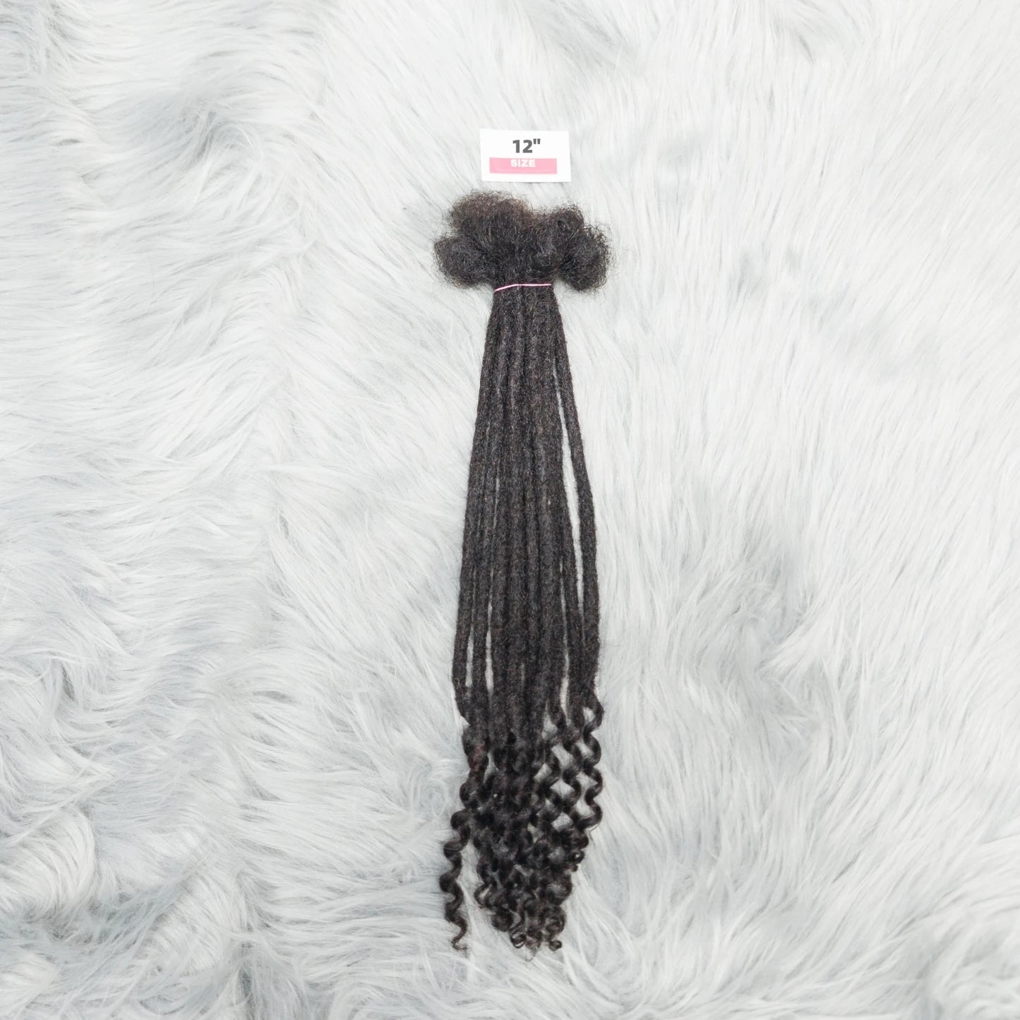 Natural Human Hair Dreadlock Extensions with Curly Ends 8-12 Inch Handmade Curled Tail Locks Extension for Women Men 10 Strands