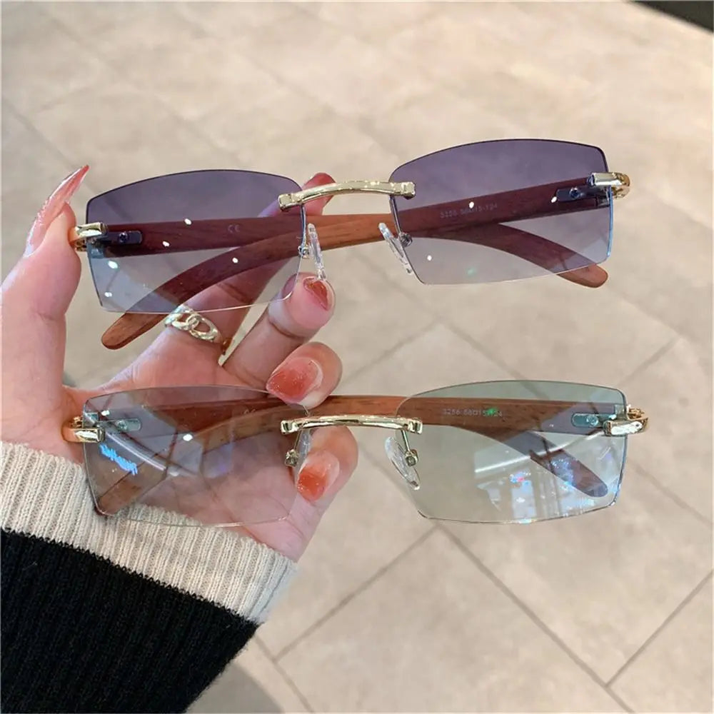 Trendy Punk Sunglasses Rimless Rectangle Sun Glasses for Men Women Fashion UV400 Driving Shades Frameless Gradient Eyewear