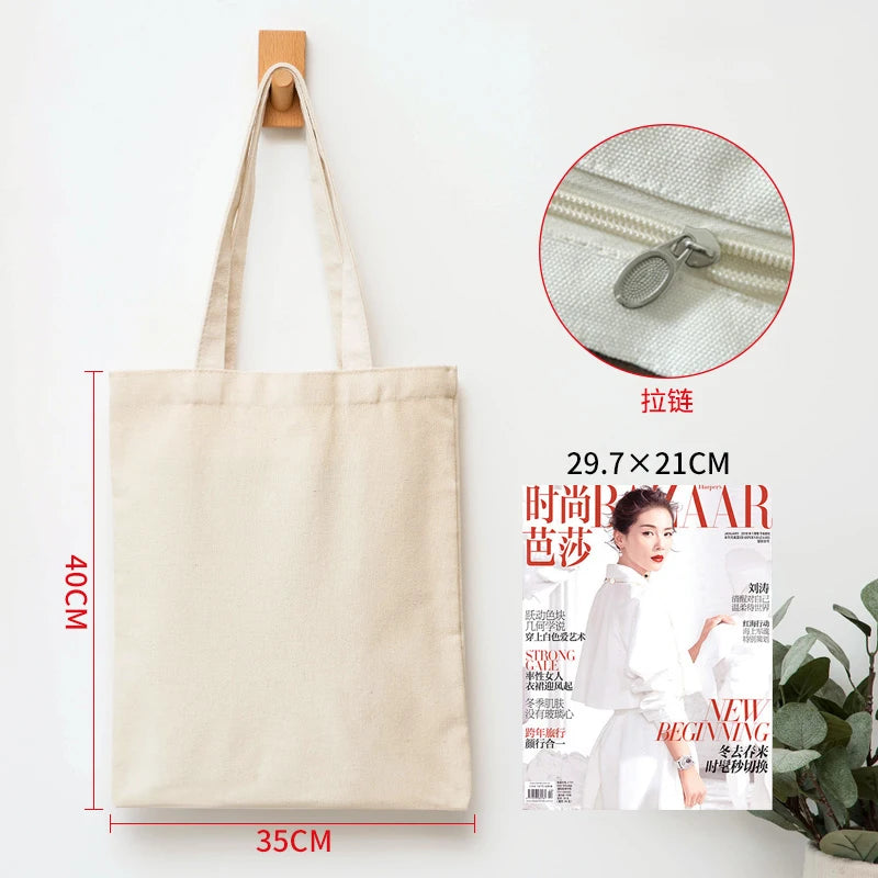 Wholesale Custom 50pcs/Lot Reusable Cotton Grocery Shopping Bags Printed logo High capacity Canvas Tote Bag