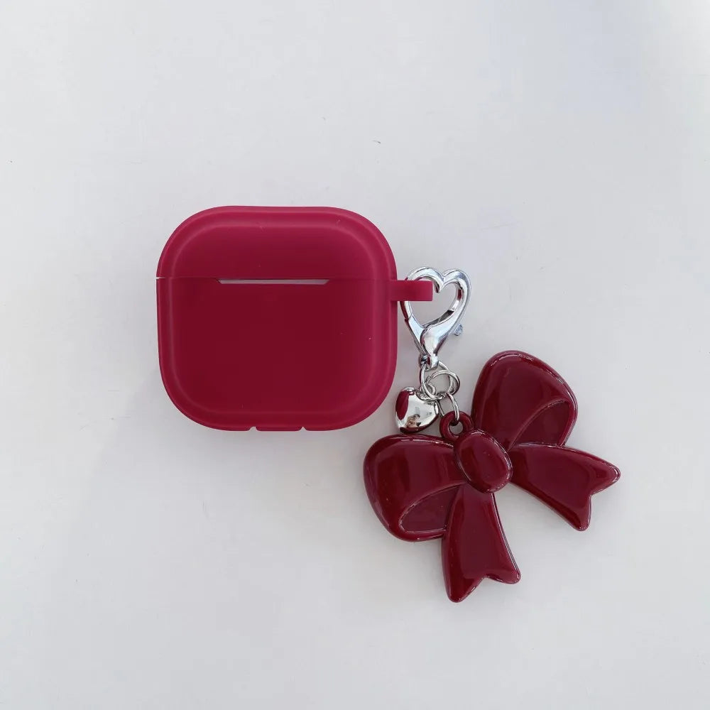 Fashion Chocolate Case For Airpods Pro 3 2025 Case Soft Silicone Earphone Cover For Airpods 4 3 2 1 Pro 2 With Bowknot Keychain