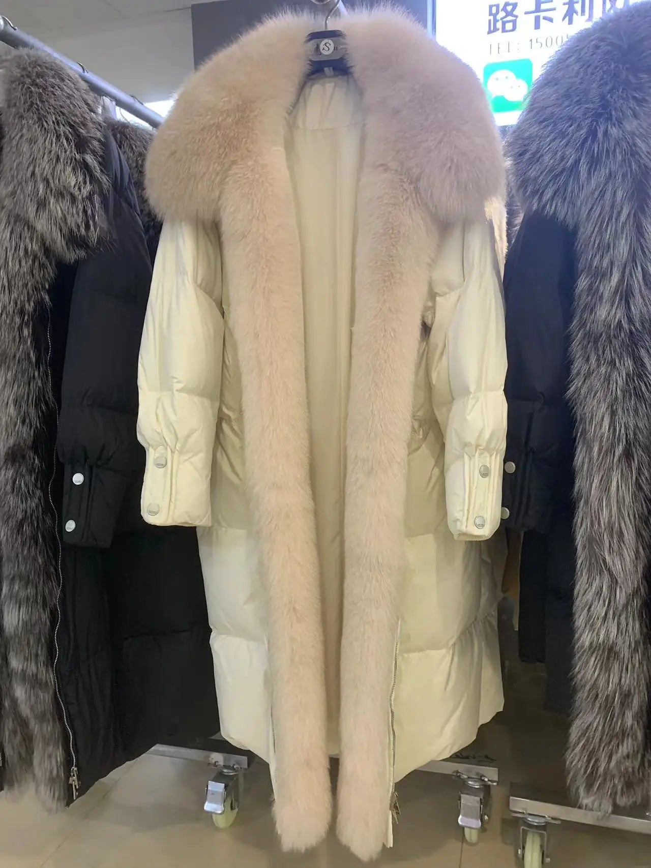 2025 New Winter Women Warm Coat 90% Goose Down Jacket Long Real Fox Fur Collar Thick Luxury Outerwear Female Coat Streetwear