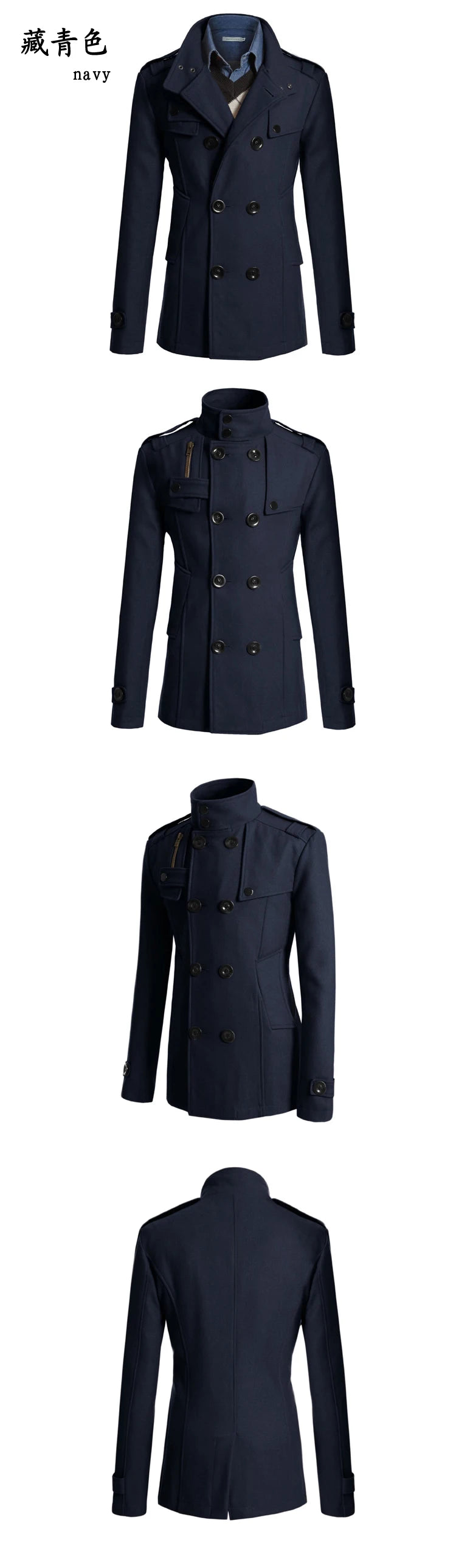 Men's Long Coat Winter Warm Woolen Overcoat Fashion Casual Lapel Button Gentleman Coat for Man High Street Top Coat