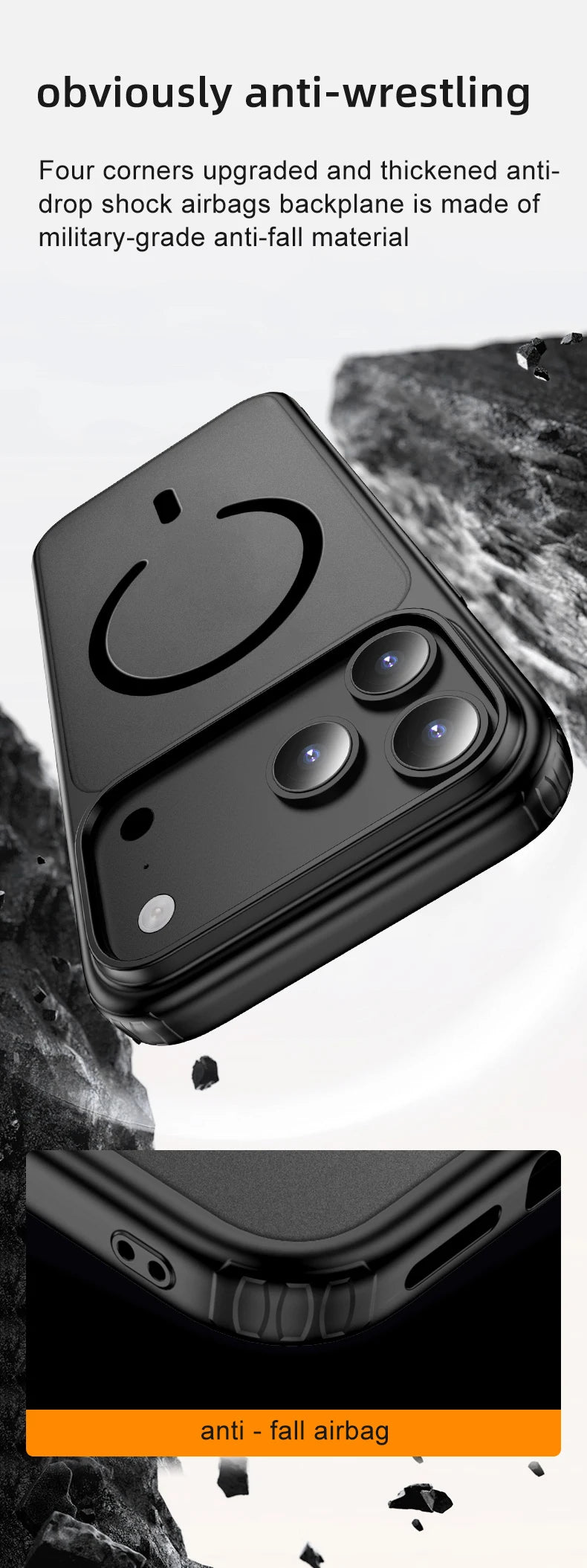 Wlons Magsafe Magnetic Wireless Charging Frosted Shockproof Case for iPhone 17 Pro Max 17 Air Skin Feel Rugged Armor Cover