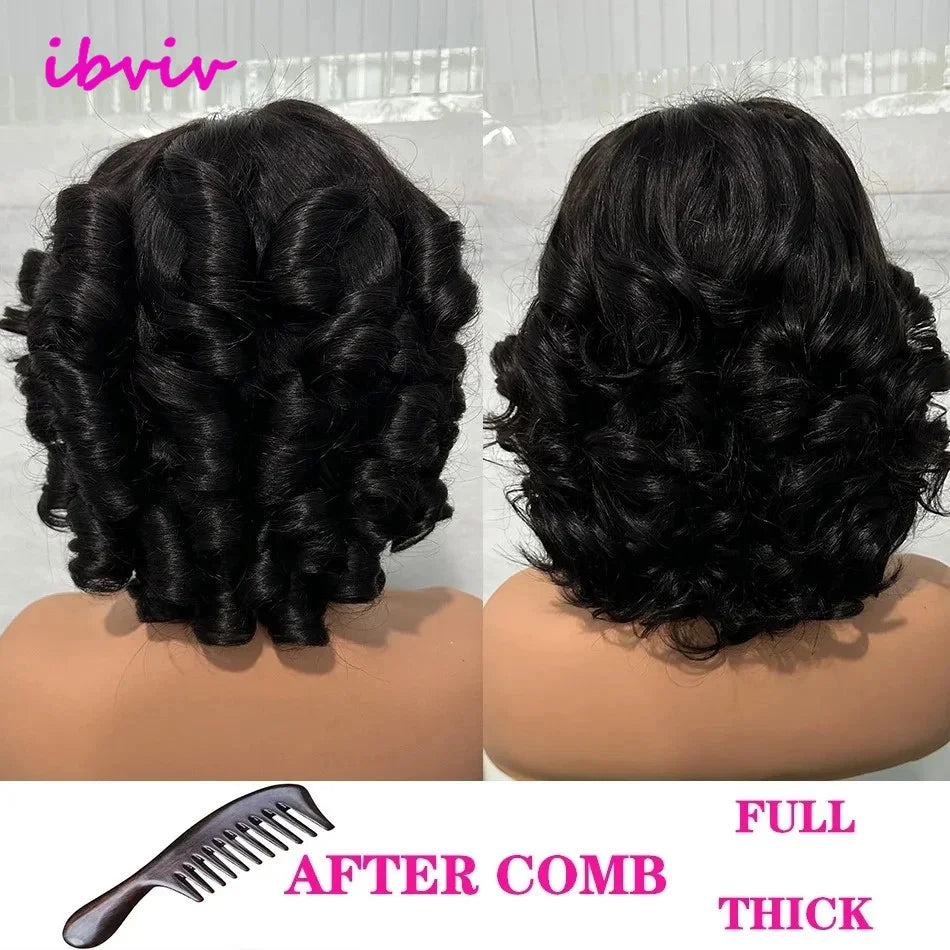 Super Double Drawn Glueless Wig 100% Human Hair Ready To Go 12inch Loose Deep 250% High Density 13x4 Transparent Lace Front Wigs