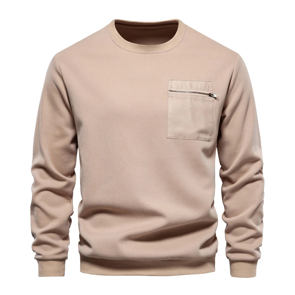 AIOPESON High Quality Cotton Sweatshirt for Men Zipper Pocket Mens Sweatshirts Casual Sport Men Clothing Pullover Men