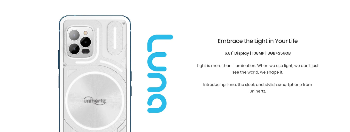 Unihertz Luna Smartphone Rhythm Ambient LED strip Music Phone 8GB RAM 256GB ROM 108MP G99 Mobile Phone Night Vision Cellphone