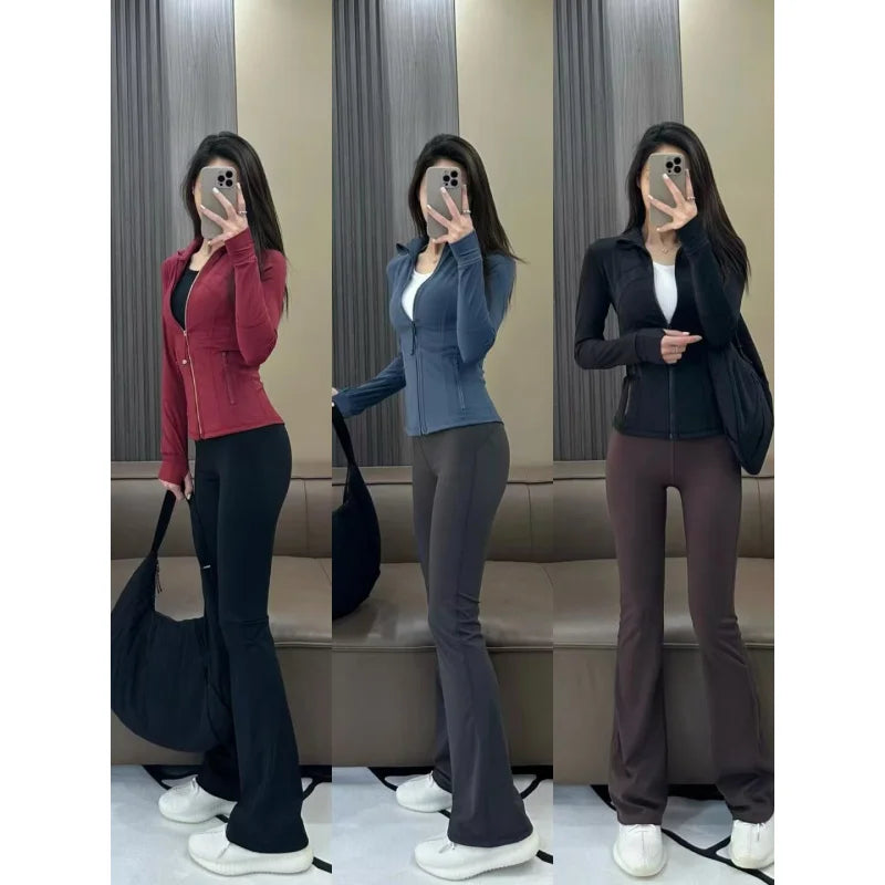 Yoga Clothes Women Define Jacket With Logo Wear Long Sleeve Full Zipper Sports Gym Workout Clothing Slim Fit Dupes Athletic