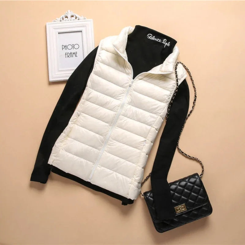 New Down Lightweight White Duck Down Vest Short Sleeveless Vest  Autumn/Winter Slim Fit Ultra Light Down Jacket Women Jackets