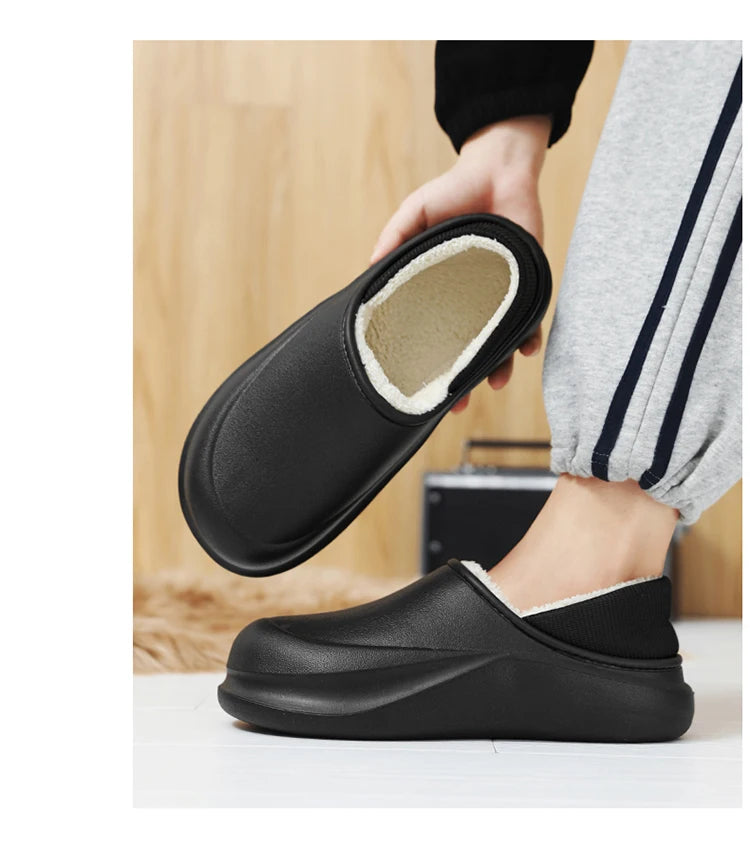 2025 Men's Slippers New Model Warm Thick Bottom Non-Slip Shoes Soft Comfortable Heel Covering Wear-Resistant Indoor Footwear