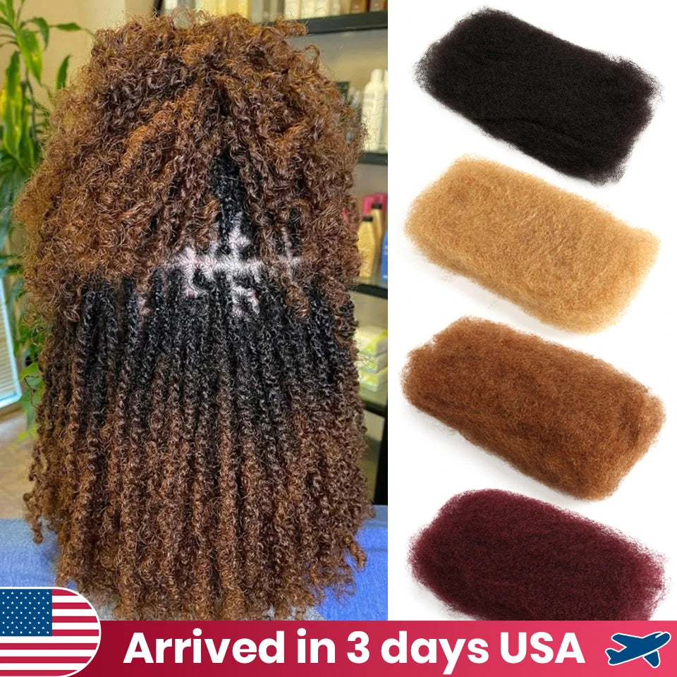 20 Inch Colored Braids Hair Gold Blonde Highlight  Afro Kinky Bulk Hair No Attachment Afro Curly Bulk Human Hair Remy Dreadlock