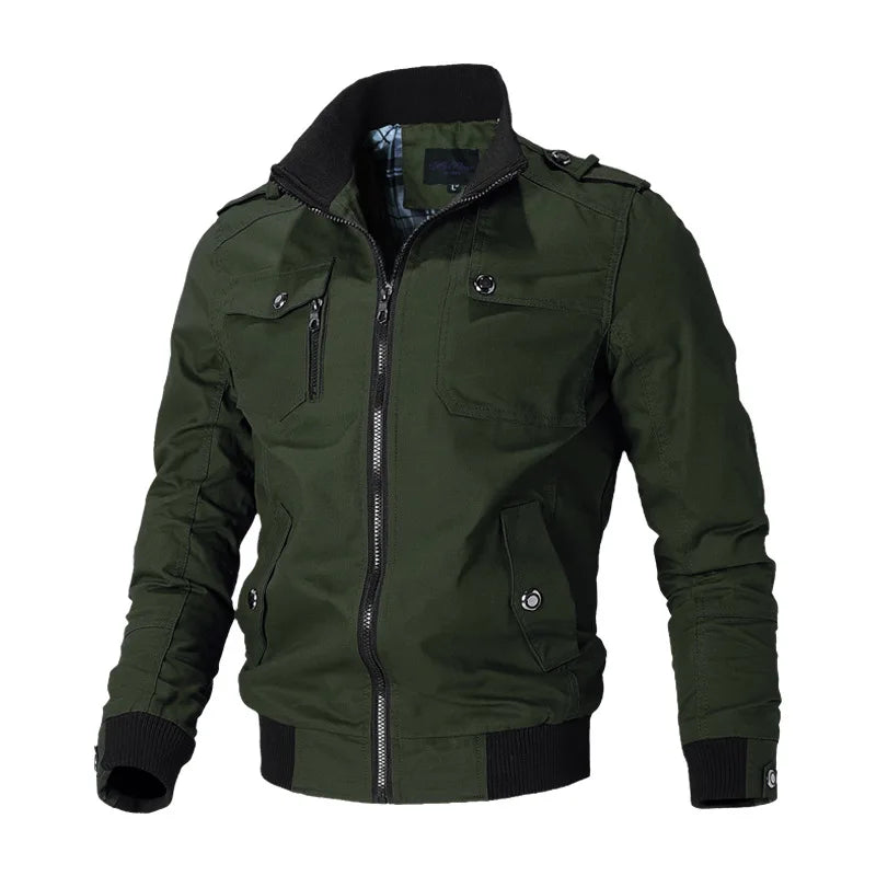 Spring and Autumn New Men's Plus Size Workwear Jacket Korean Version Trendy Slim Fit Military Top Casual Windproof Warm Jacket