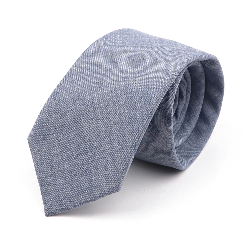 Novelty New Solid Color Ties For Men 100%Cotton Handmade High Quality Necktie Pink Green Orange 6.5cm Skinny Slim Ties Accessory