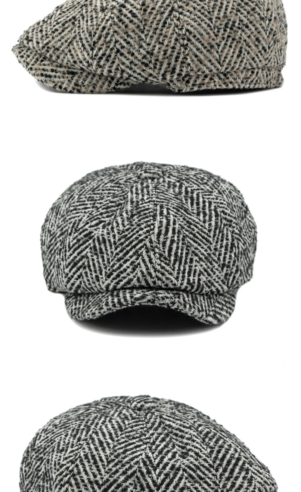 HT4409 Beret Cap Autumn Winter Cap Hat Men Women Striped Artist Painter Wool Beret Hat Male Female Ivy Octagonal Flat Cap Berets