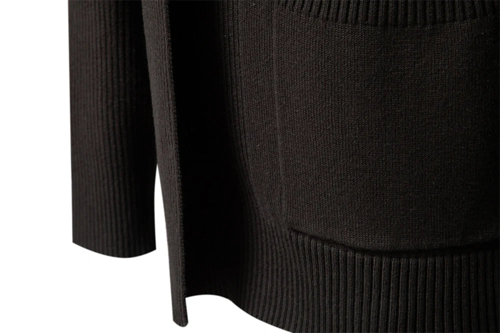 2023 New Winter Cotton Cardigan for Men Quality Mens Sweater Fashion Turn Down Collar Knitted Sweaters for Men