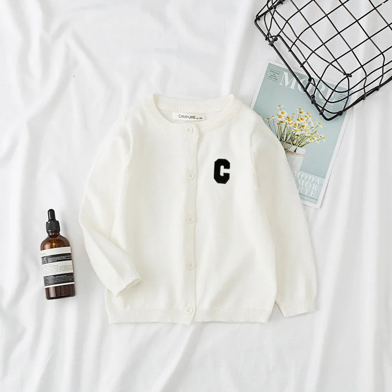 Autumn Kids Cardigan Sweaters Baby Girl Clothes Cartoon Letter Solid Cotton Sweater Boys Children Clothing Knitted Kids Sweaters