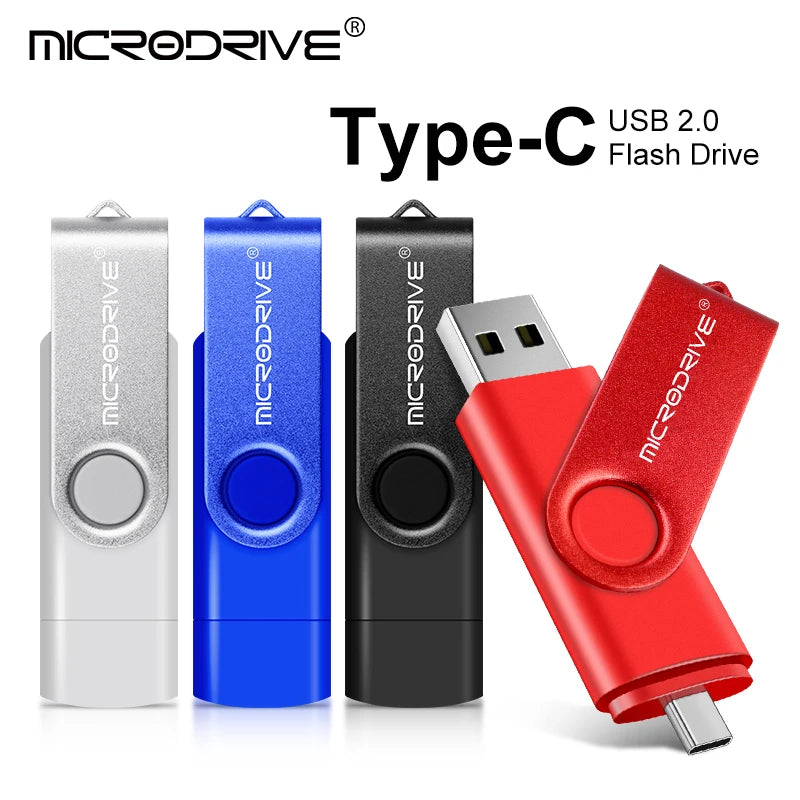 2 in 1 OTG Usb flash drive 256G 128GB 64GB Pendrive 32GB 16GB memory Stick 8GB 4GB Pendrive cle usb 2.0 key with Type C Adapter