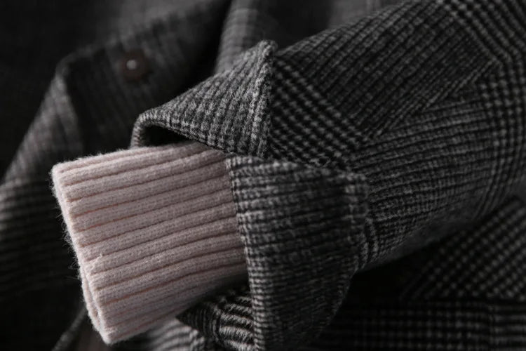 Handmade Sewn Double-sided Woolen Blazer Women Spring Autumn Plaid Wool Overcoat Office Lady Casual Suit Coat Thick Jacket