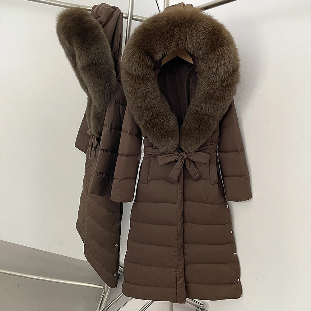 OFTBUY Long Puffer Jacket Women New 2025 Winter Warm White Duck Down Jacket Women's Real Fox Fur Coat Female Natural Fur Parkas