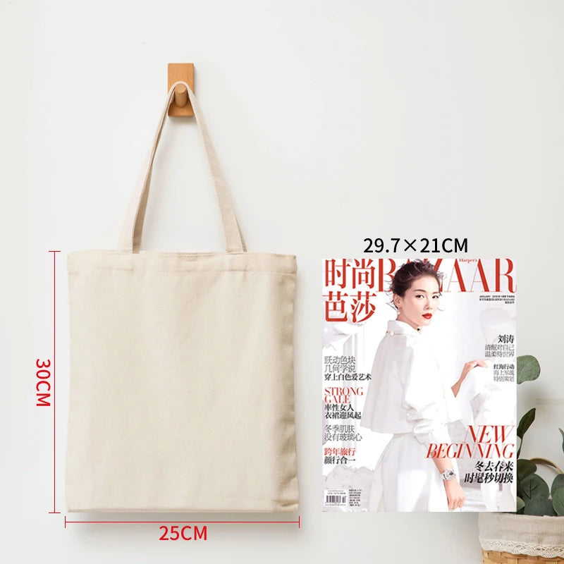 Wholesale Custom 50pcs/Lot Reusable Cotton Grocery Shopping Bags Printed logo High capacity Canvas Tote Bag