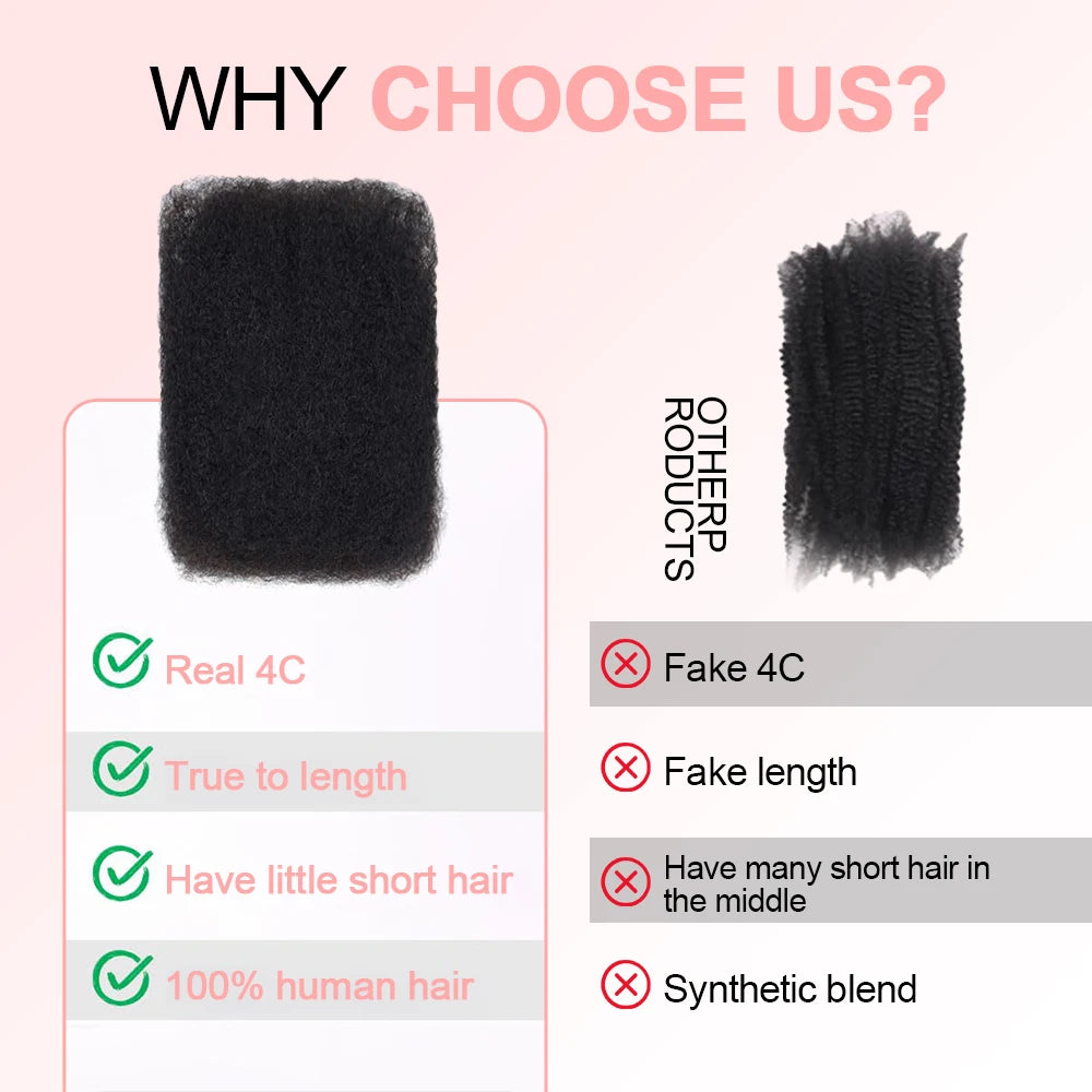 Snwprin 16 Inch Afro Kinky Bulk Natural Color 4C Human Hair For Braiding Brazilian Hair 100% Human Hair For Dreadlock Extensions