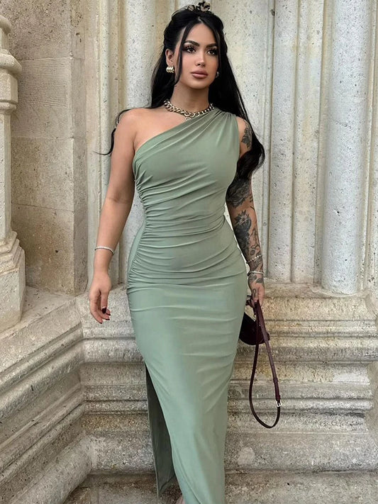Women Maxi Dresses Sexy Split Summer Fashion Sleeveless Backless Slim Dress Female Casual Streetwear Club Elegant Party Dresses