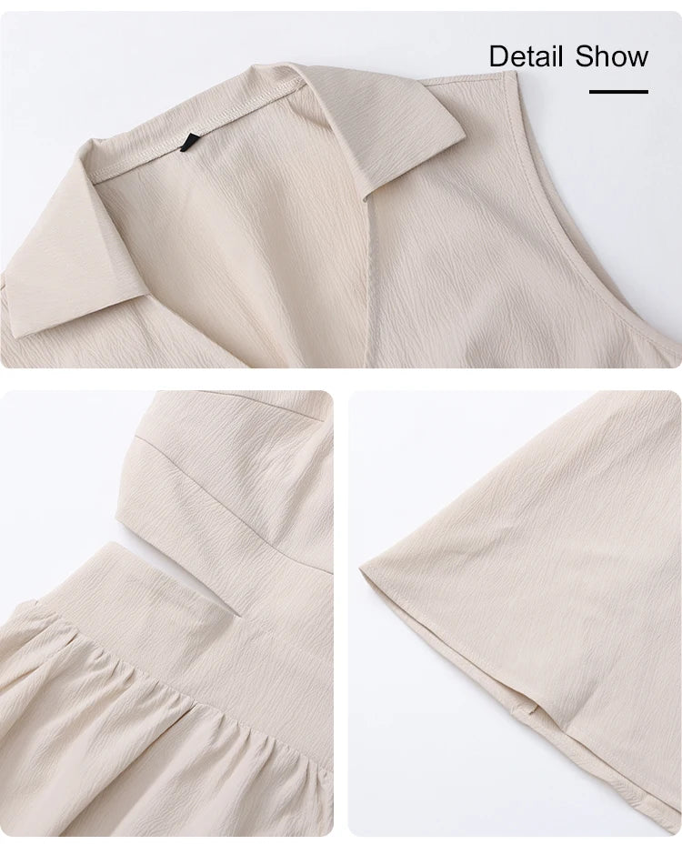 Mia Muse Dresses Summer Comfortable French Elegant Fashion Cut-Out Chic Sleeveless V-Neck Maxi Sweet Dating Dresses For Women